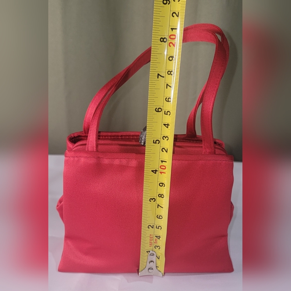 Red Satin Top-Handle Women's Bag BLOOMINGDALE' Little Red Bag Purse Handbag NEW - Picture 14 of 14